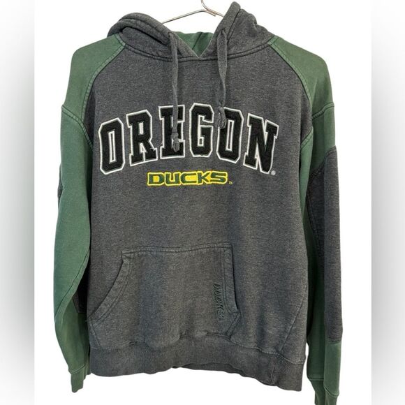 High End University of Oregon Ducks Women’s M Gray Green Hoodie NICE - Picture 1 of 5
